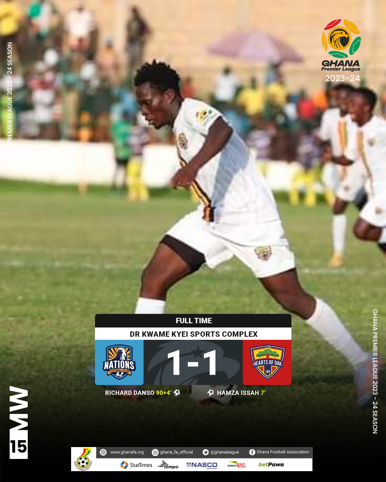 Nations FC score late to deny Hearts of Oak