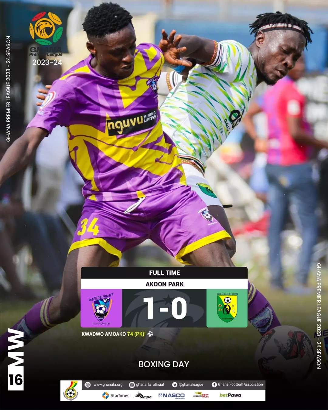 Kwadwo Amoako gives Medeama SC all points over Bibiani Gold Stars on Boxing day