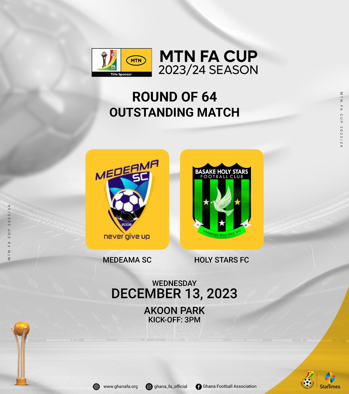 MTN FA Cup: Medeama SC take on Basake Holy Stars in outstanding R64 game Wednesday