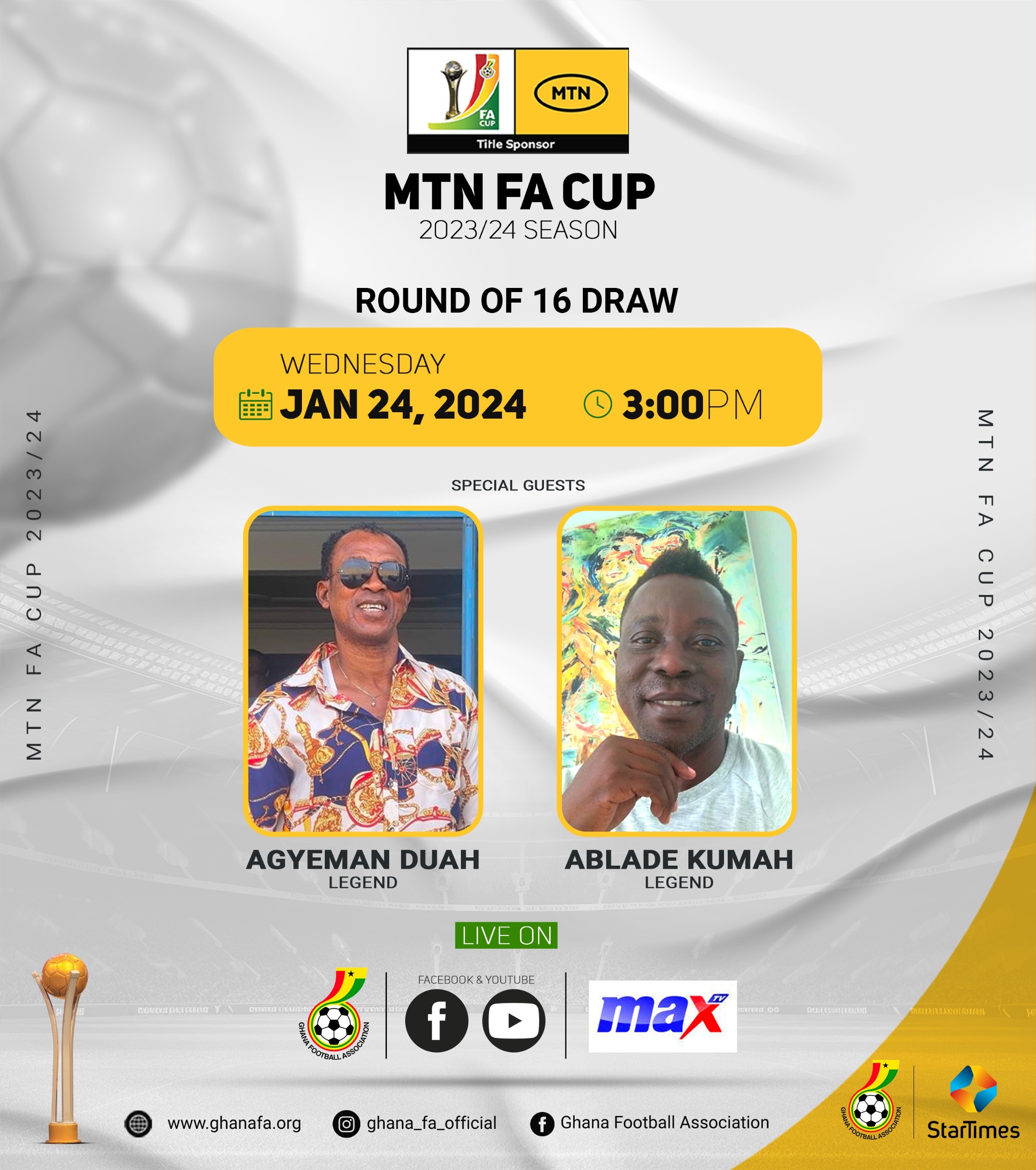 Legends to conduct Wednesday’s MTN FA Cup Round of 16 draw
