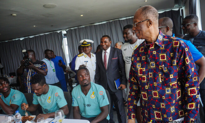 Ambassador to Cote D'Ivoire H.E Frederick Daniel Laryea visits Black Stars in Abidjan