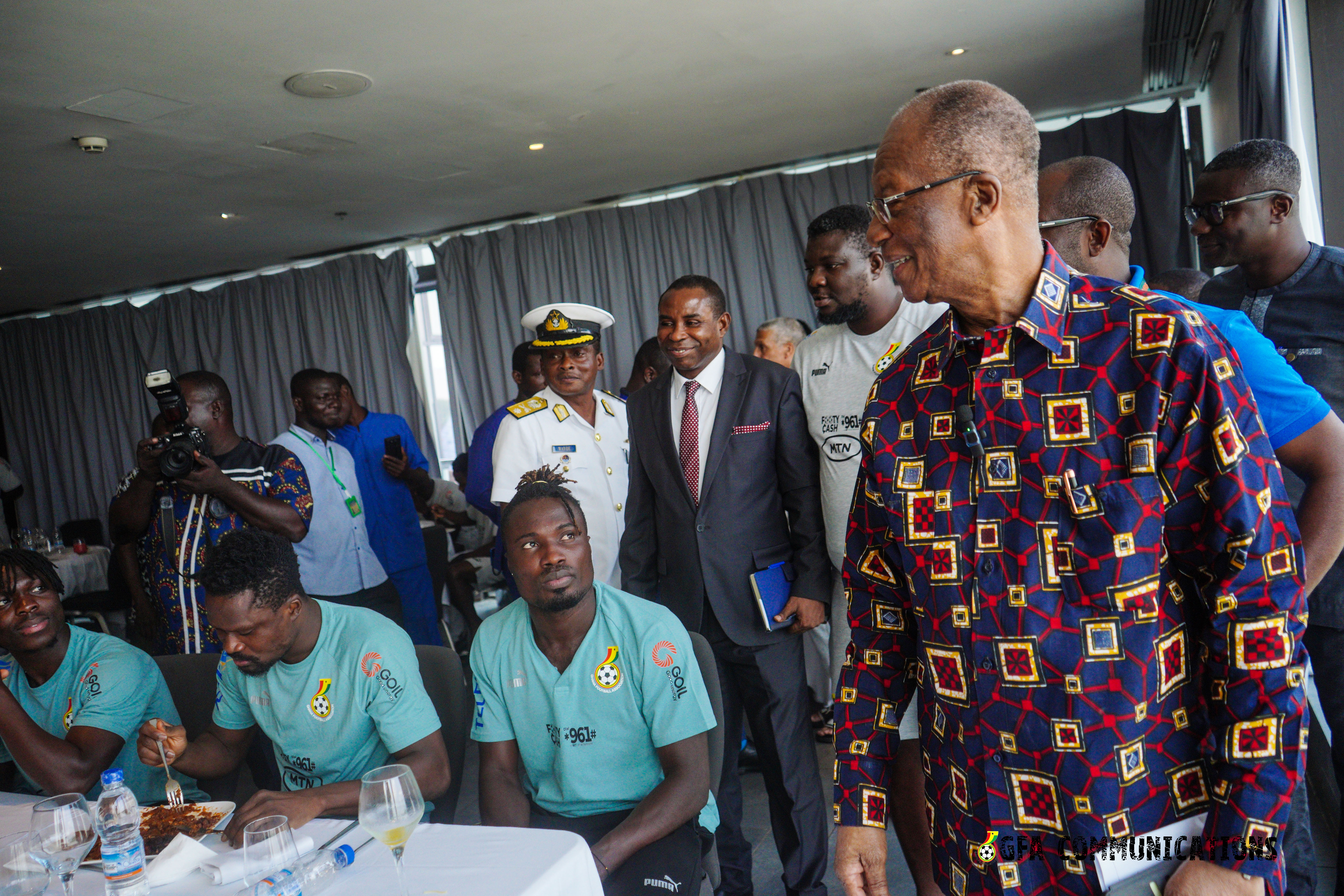 Ambassador to Cote D'Ivoire H.E Frederick Daniel Laryea visits Black Stars in Abidjan