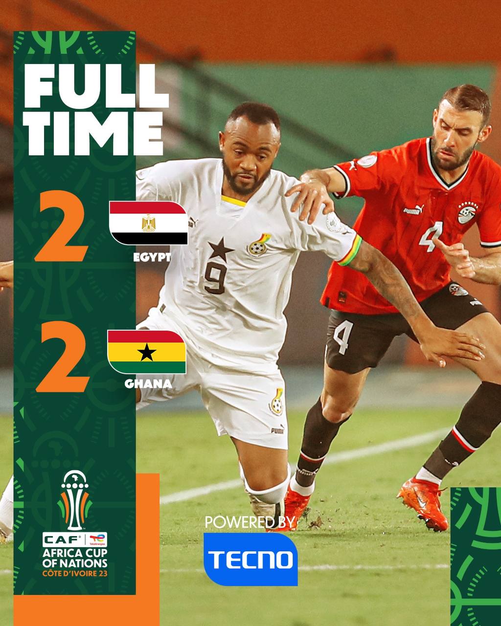 Ghana draw with Egypt in four goal thriller