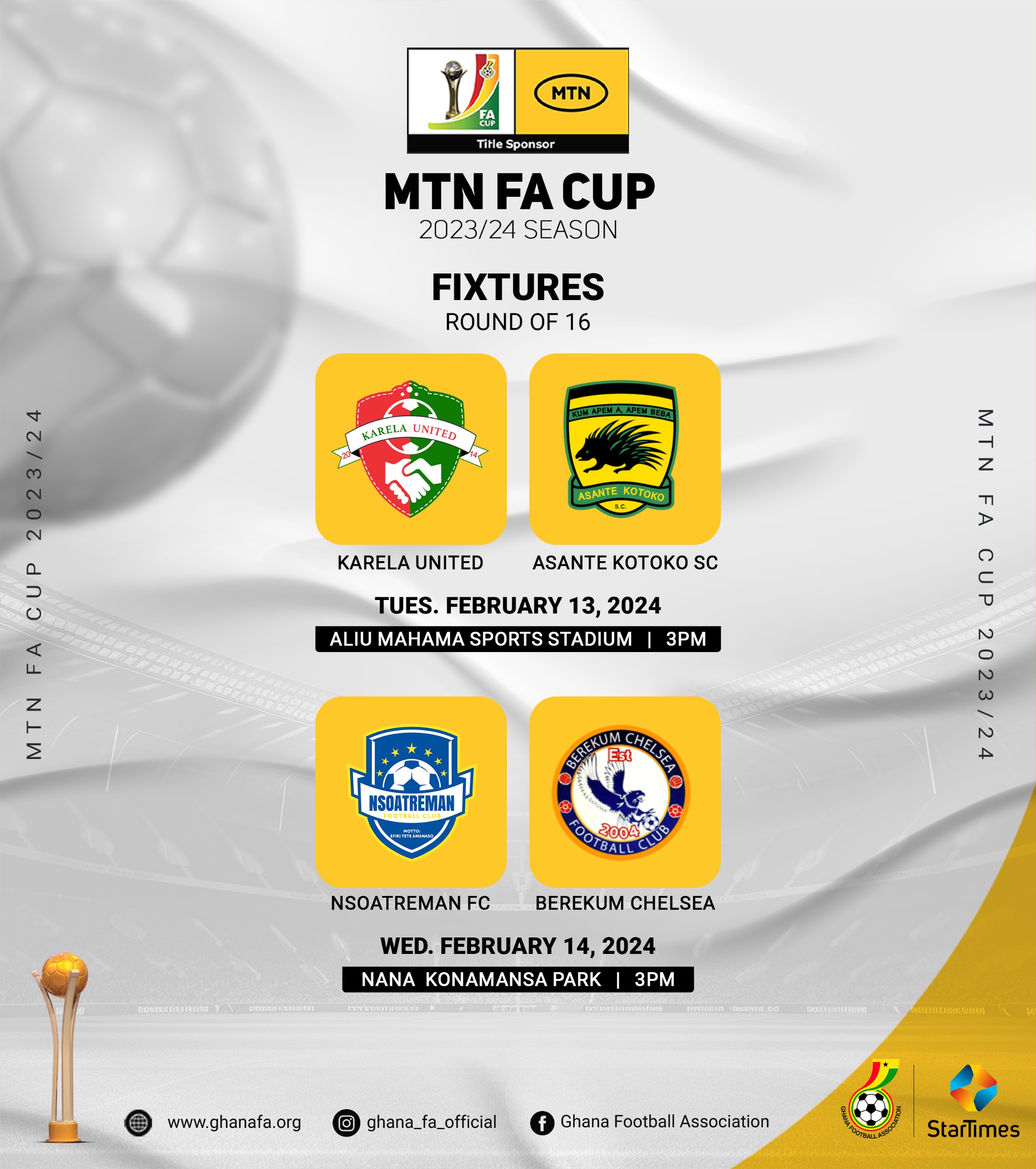 Two MTN FA Cup Round of 16 games rescheduled