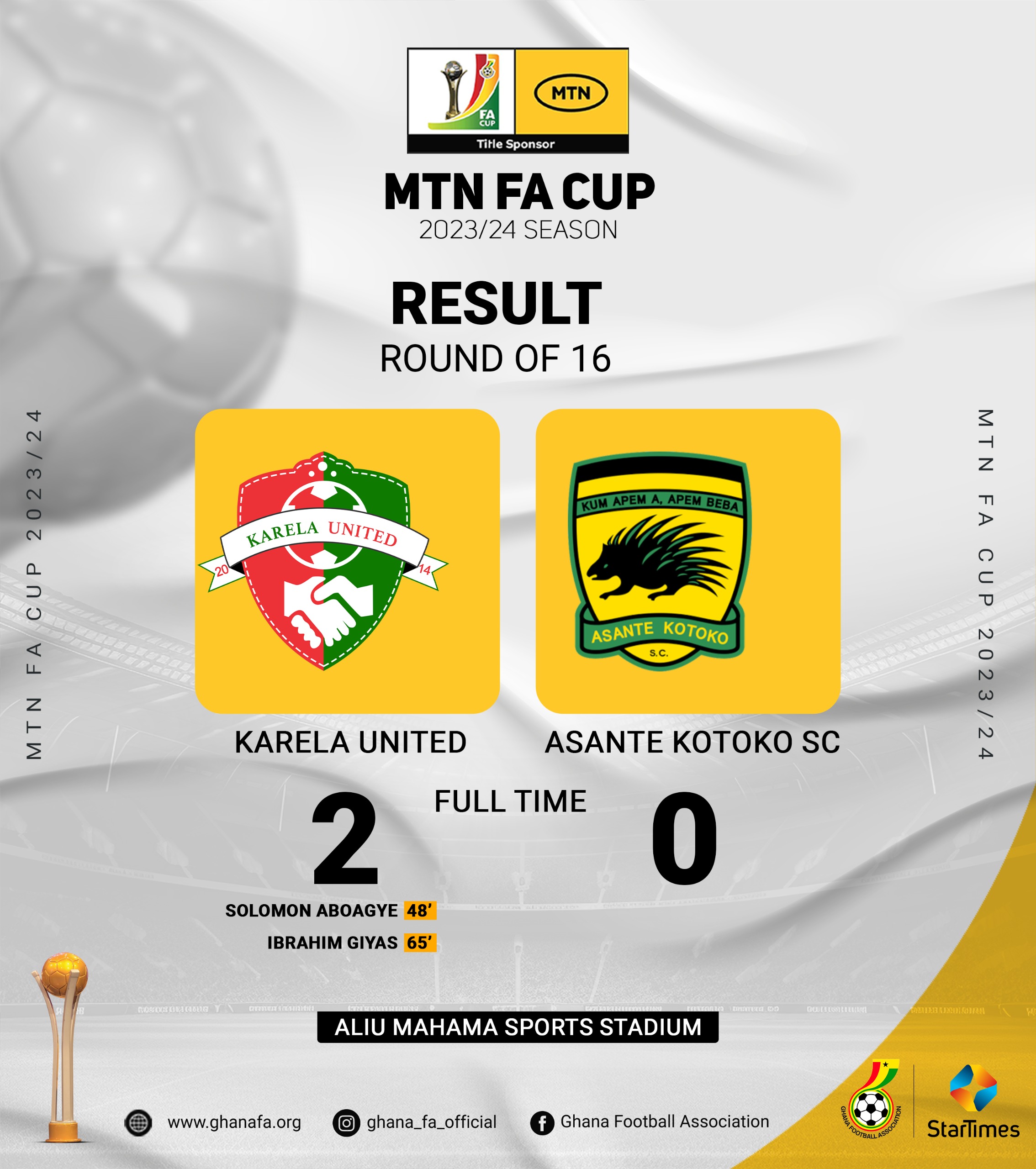 Asante Kotoko knocked out of MTN FA Cup by Karela United