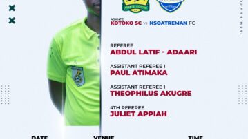 Match Officials for JA Kufour Cup match announced