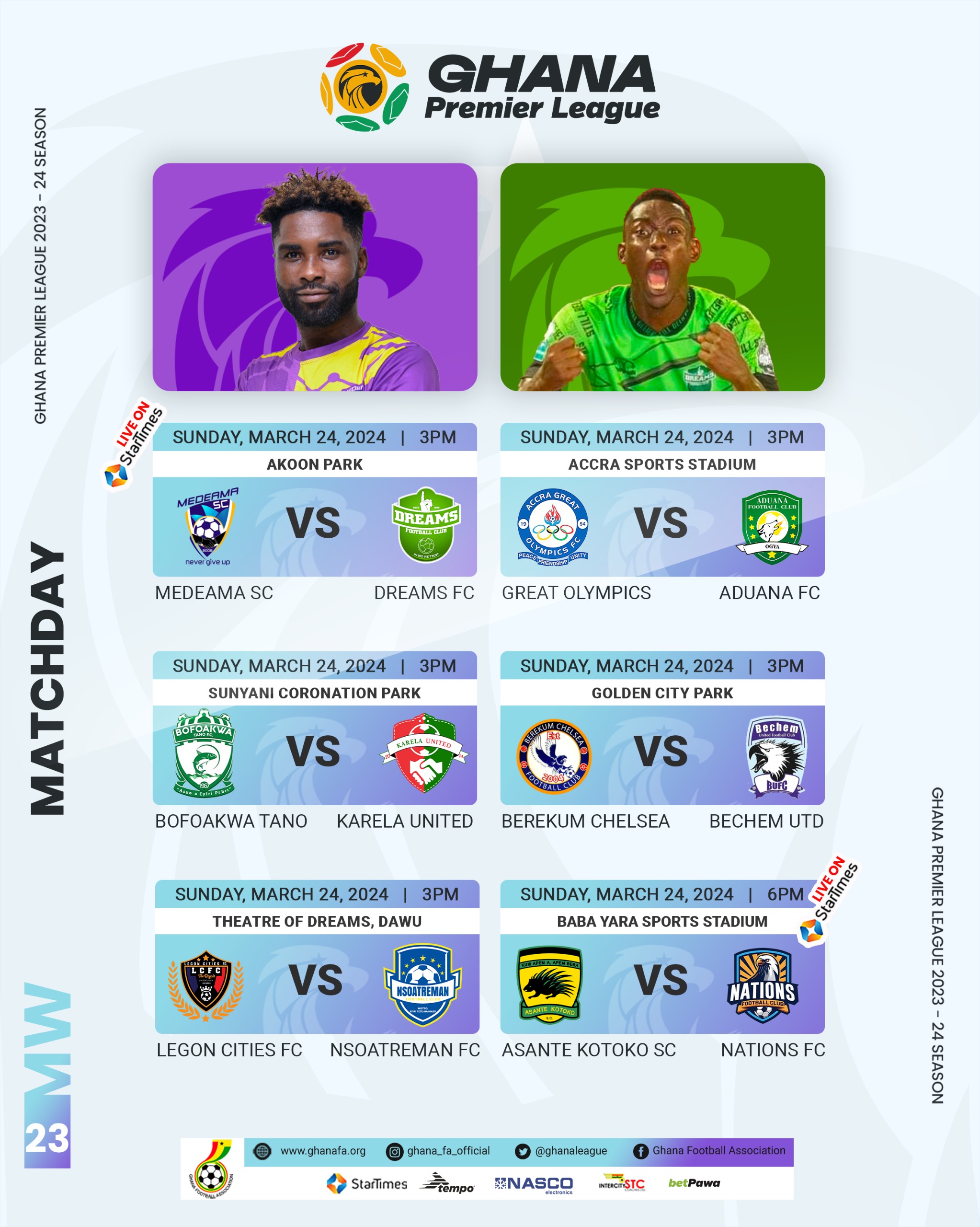 Asante Kotoko battle Nations FC at Baba Yara Stadium on Sunday