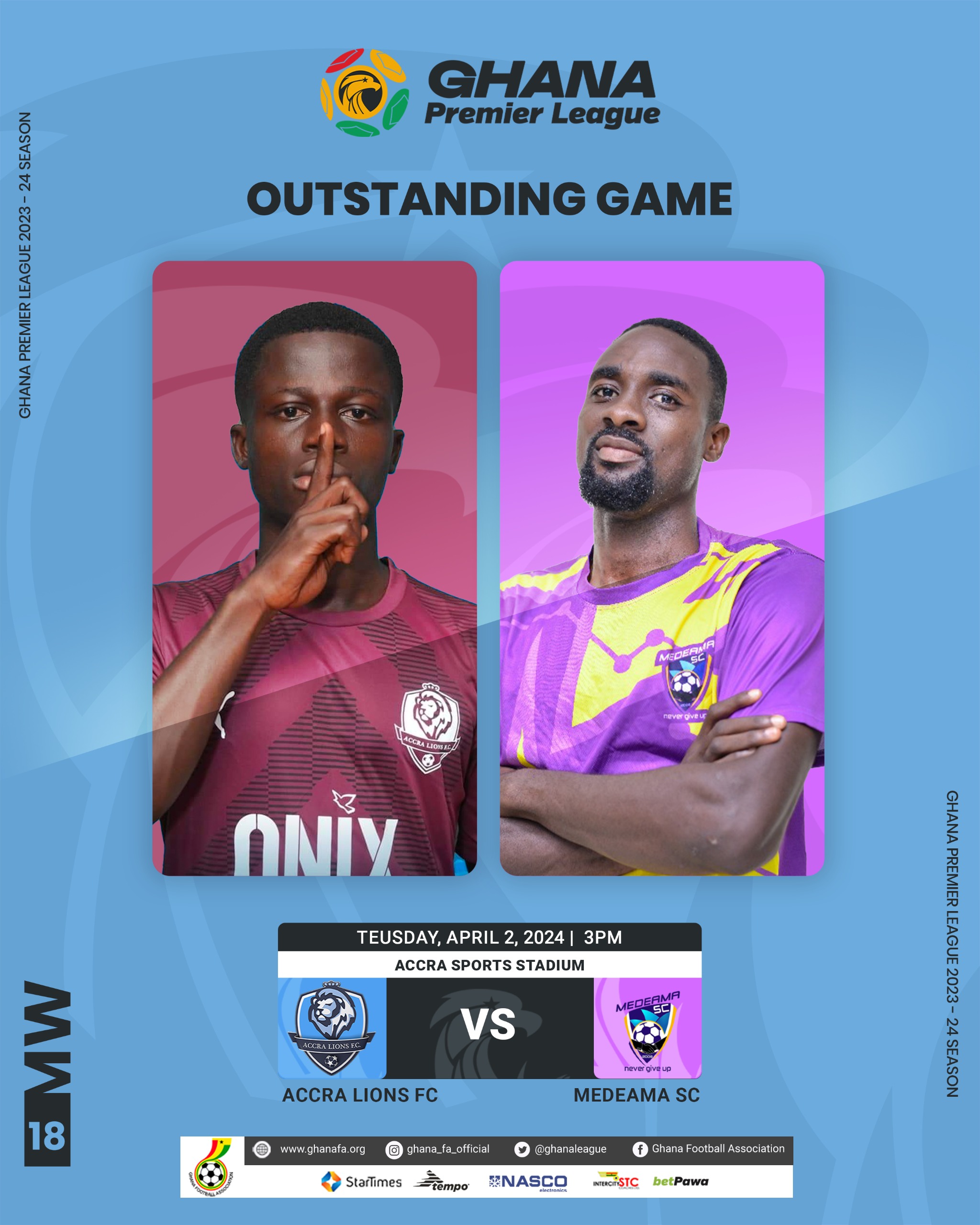 Accra Lions vs Medeama SC outstanding League game to be played on April 2