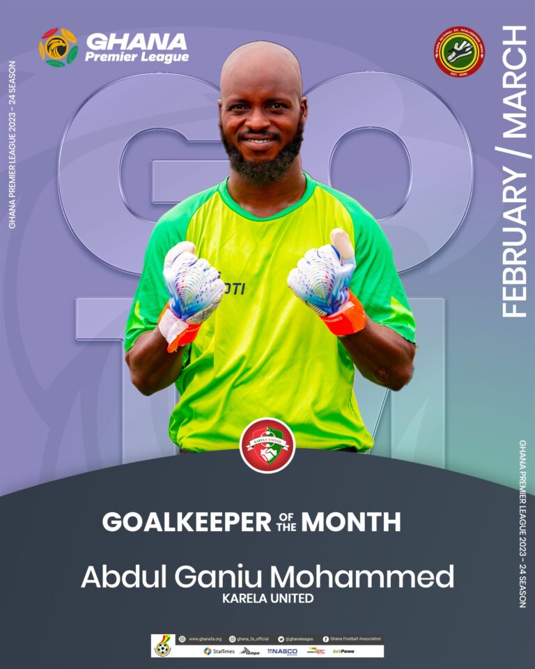 Abdul Ganiu Mohammed wins Goalkeeper of the Month for February/March award