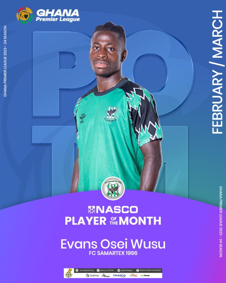 FC Samartex' Evans Osei Wusu named NASCO Player of the Month for February/March