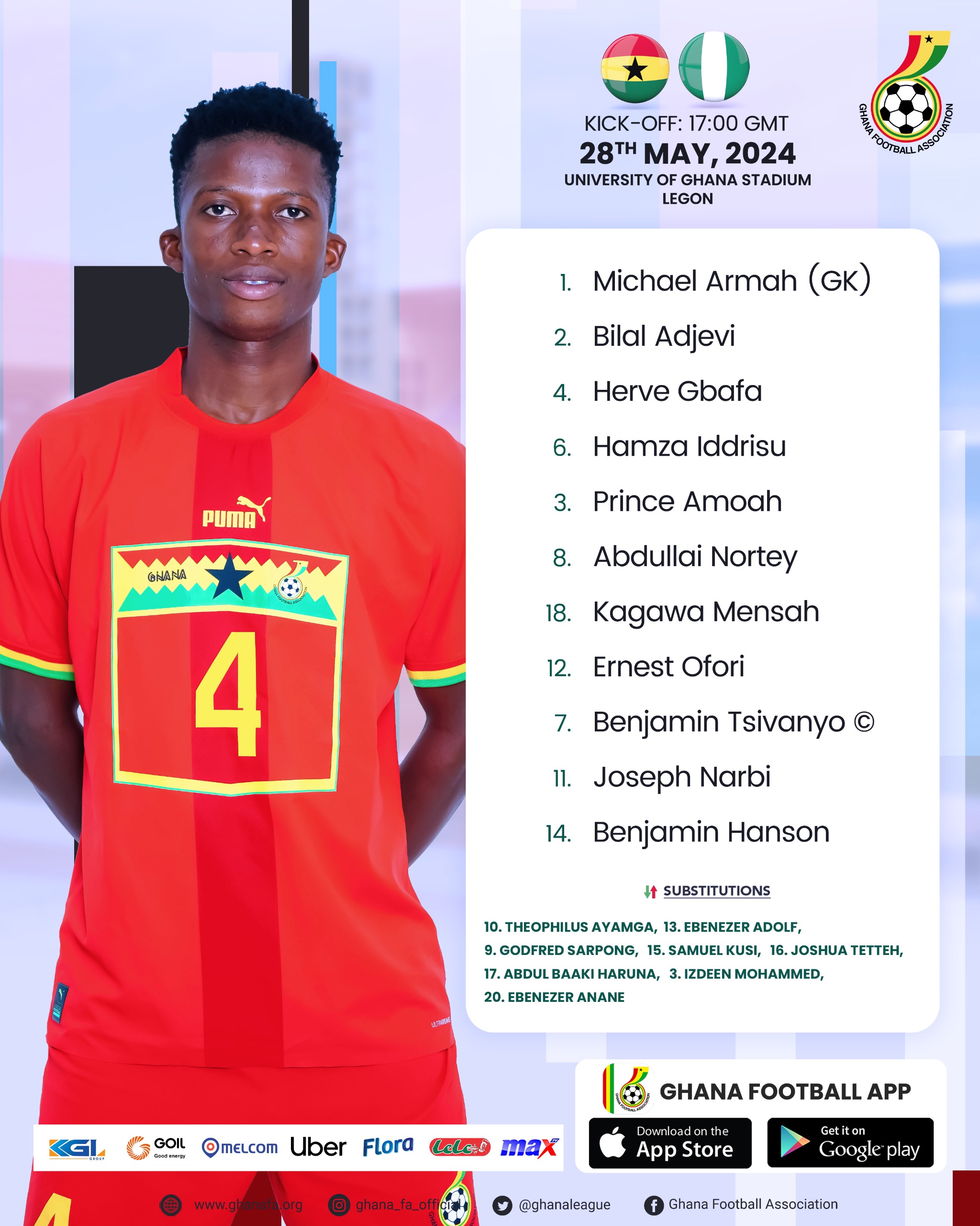 Hanson, Amoah and Ofori earn starting roles as Nana Agyemang names Black Starlets squad for Nigeria game