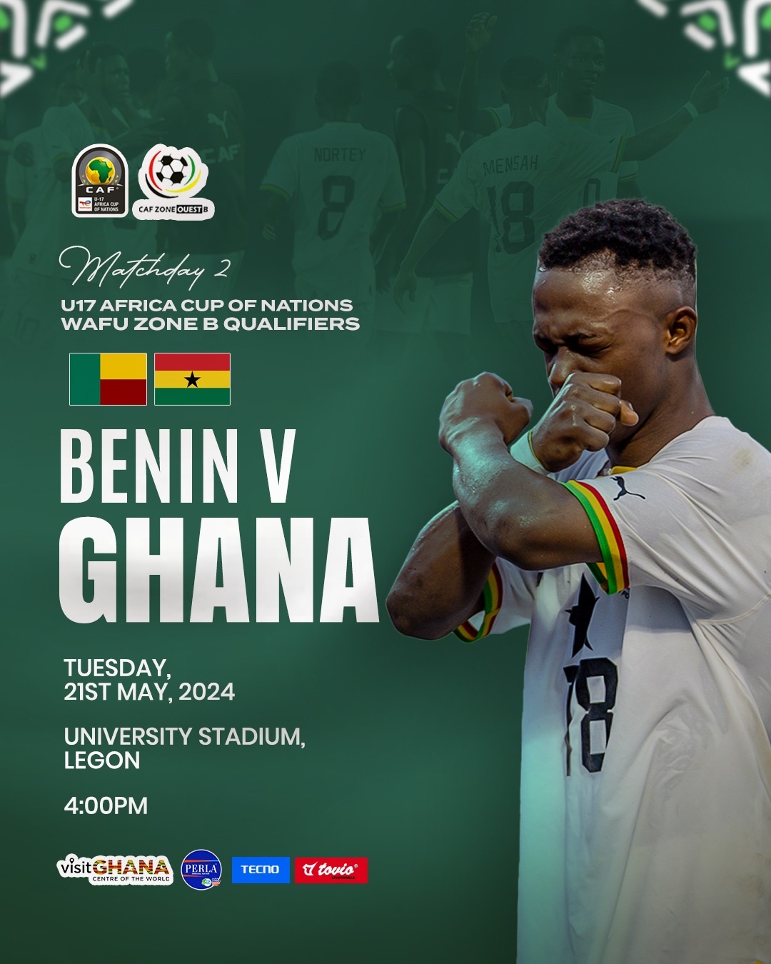 Ghana take on Benin today at 16:00GMT in WAFU Zone U17 Championship