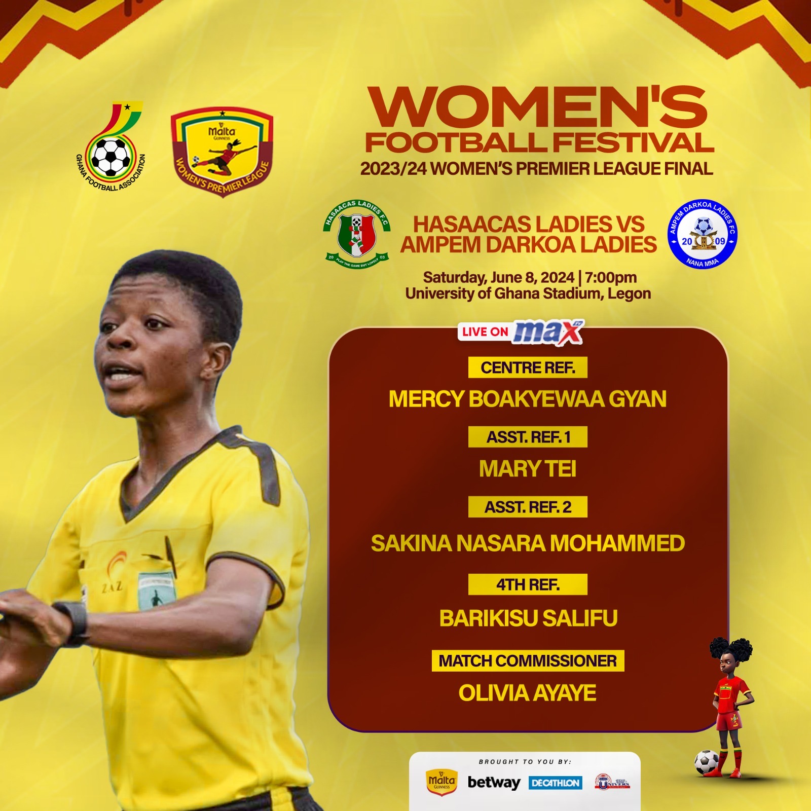 Referee Mercy B. Gyan to handle Malta Guinness Women’s Premier League final appointment