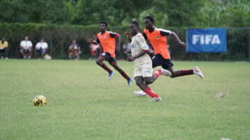 GFA Elite Academy Boys & Girls exhibit football skills to FIFA TDS Knowledge exchange participants