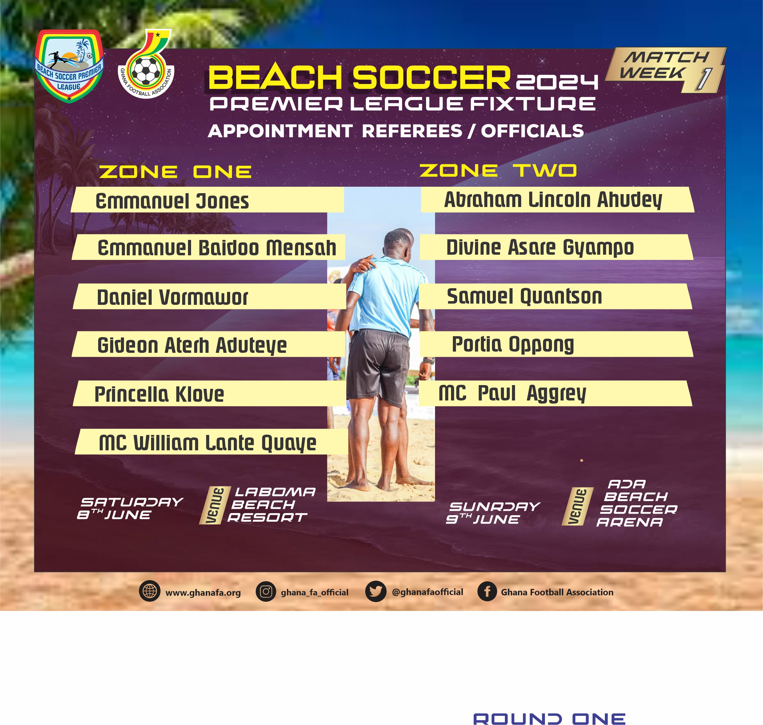 Match Officials for thrilling weekend Beach Soccer games announced