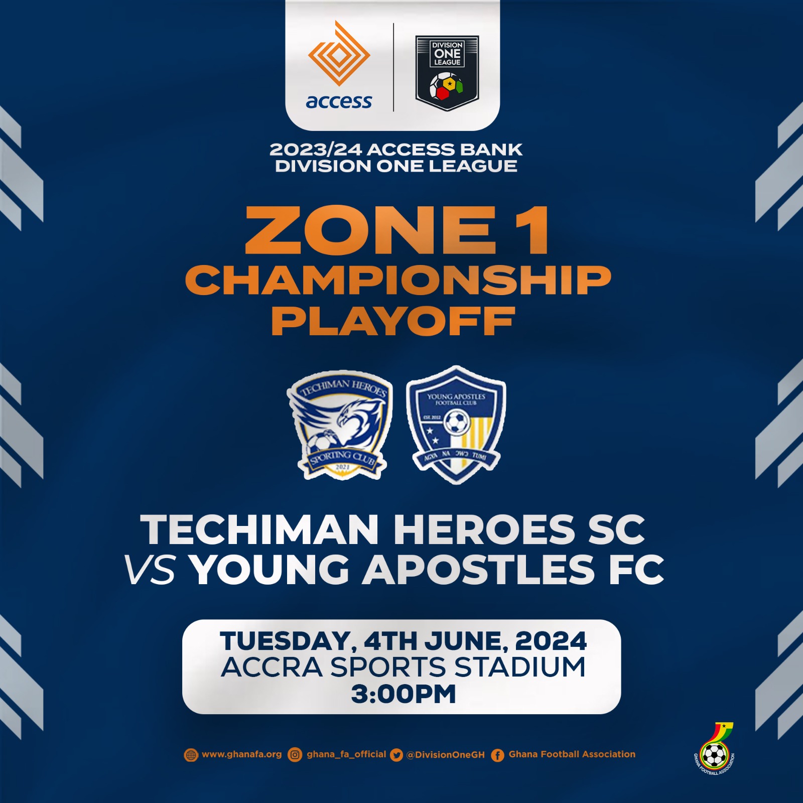 Statistics of Zone One playoff finalists Techiman Heroes and Young Apostles