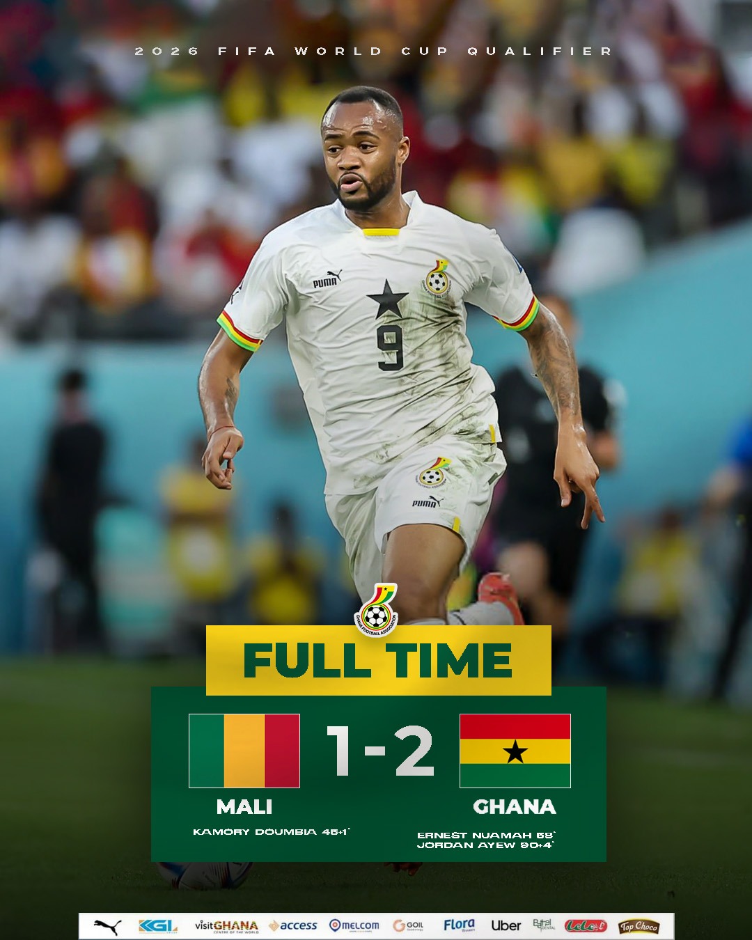 Last minute heroics earn Black Stars 2-1 victory over Mali in Bamako