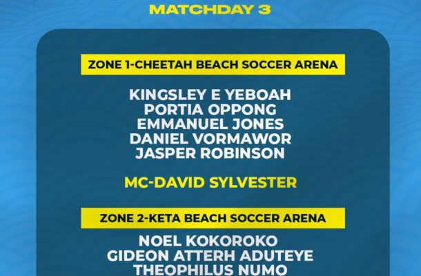 Match Officials for Beach Soccer Premier League Matchday 3