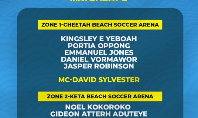 Match Officials for Beach Soccer Premier League Matchday 3