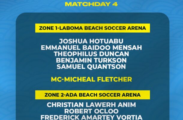 Match Officials for Beach Soccer weekend matches