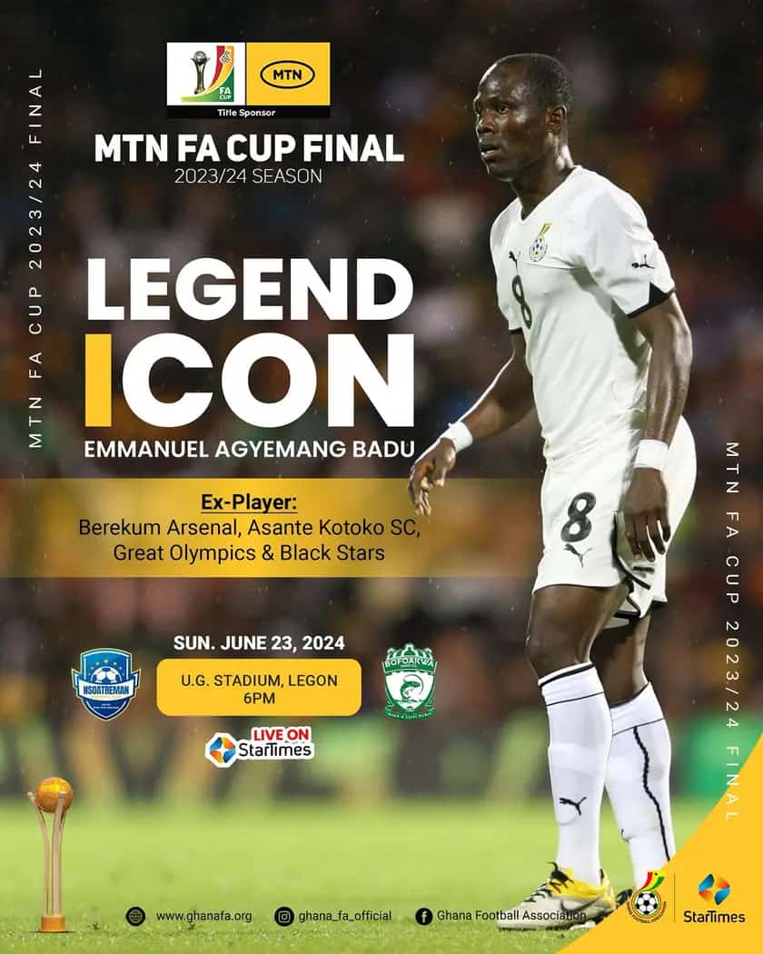 Black Stars legend Emmanuel Agyemang Badu named Legend Icon for 2024 MTN FA Cup final