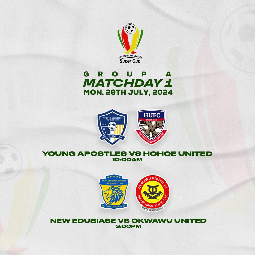 DOL Super Cup: Young Apostles take on Hohoe United as New Edubiase square off with Okwawu United on Match Day 1