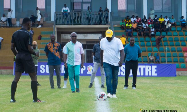 Hon. Ignatius Baffour Awuah performs ceremonial kick-off for the commencement of 2024 DOL Super Cup