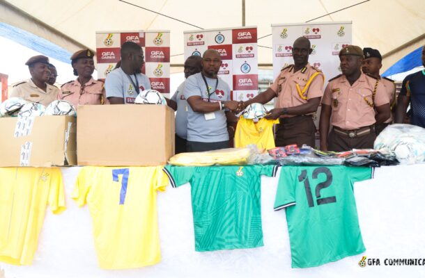 Nsawam Prisons Receives Football Equipment and Logistics