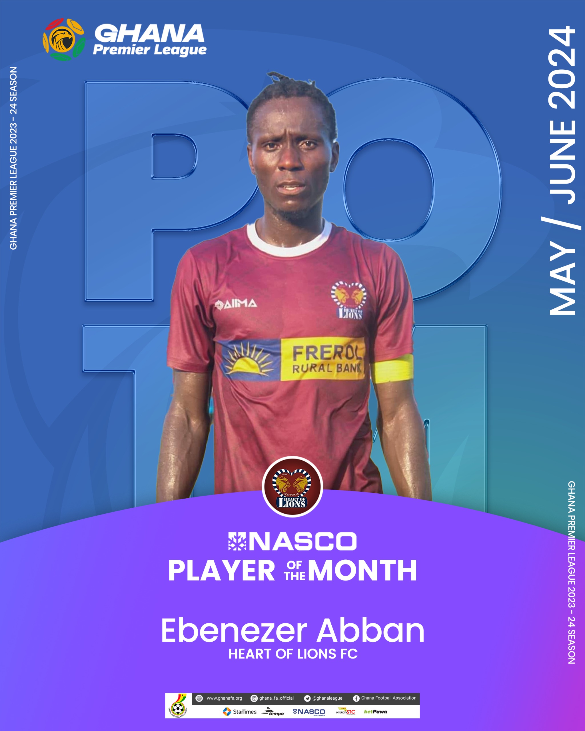 Heart of Lions defender Ebenezer Abban named NASCO player of the month ...