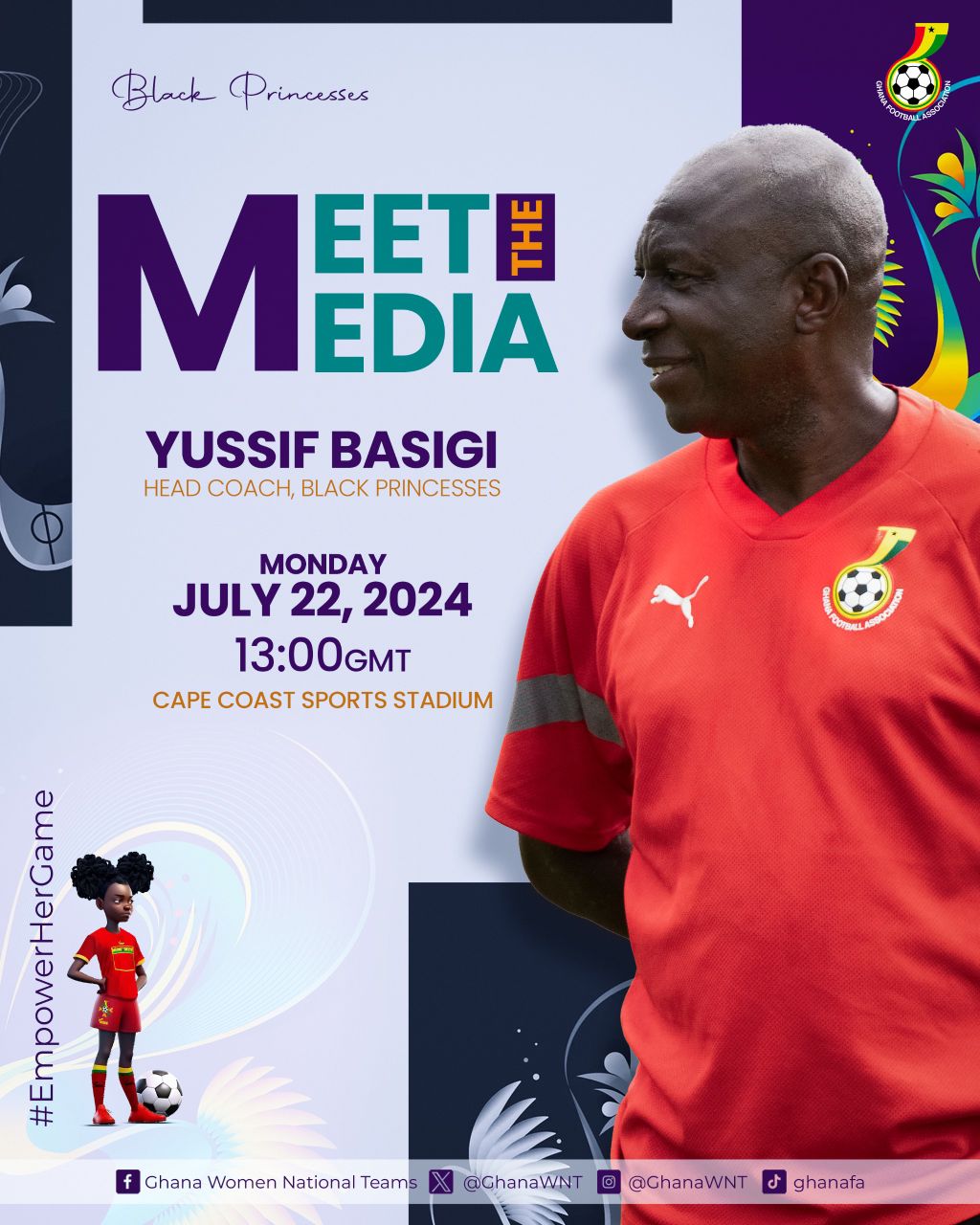 Yussif Basigi, Black Princesses brief media on Monday ahead of FIFA U-20 Women's World Cup