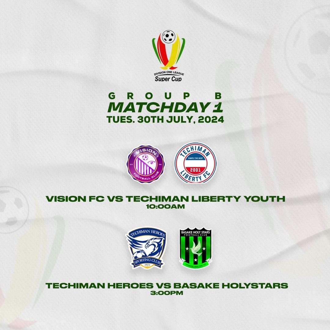 2024 DOL Super Cup: Vision FC Set to Face Techiman Liberty Youth as Techiman Heroes Clash with Basake Holy Stars on Match Day 1 in Group B