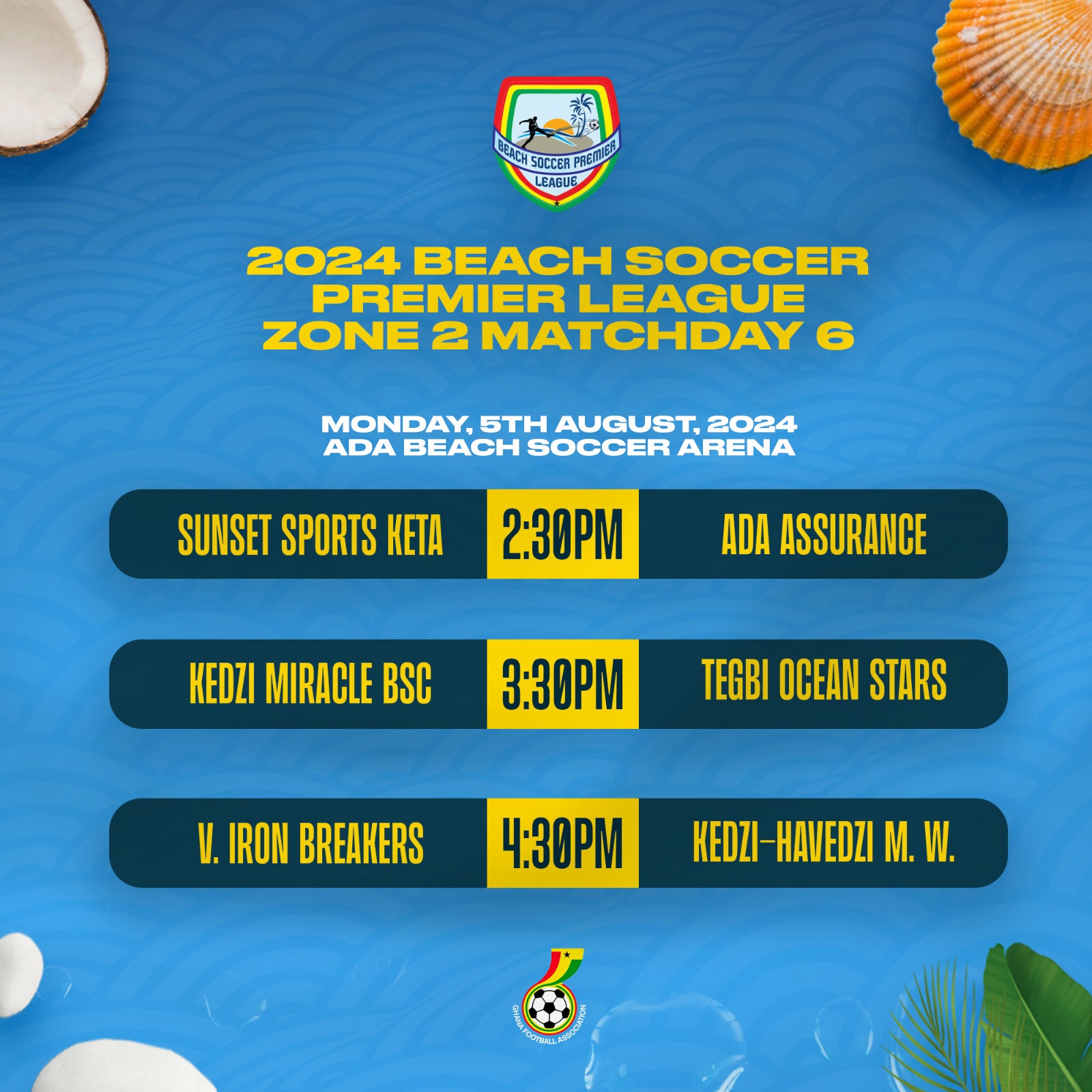 Beach Soccer Premier League clubs to excite fans at Ada Asafotufiam festival & Senya this weekend