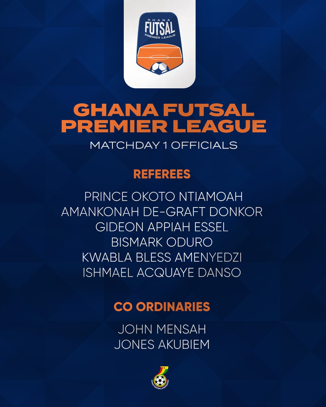 Match Officials named for 2024 Futsal Premier League opener