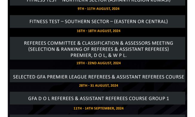 Referees Department Outlines Program for July-October 2024
