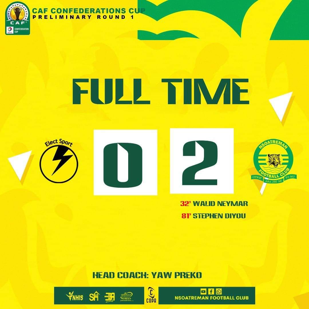 CAF Confederation Cup: Nsoatreman FC Secure 2nd Preliminary Round Spot with 2-0 win over Elite Sports in Cameroon