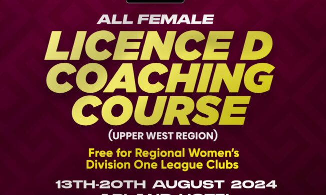 Free Licence ‘D’ coaching course for Regional Women's DOL Clubs in Upper West set to begin August 13