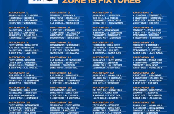 Fixtures for 2024-25 Access Bank Division One League Zone 1B released