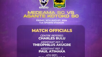 Match Officials for TNA inauguration match between Medeama SC and Asante Kotoko SC announced