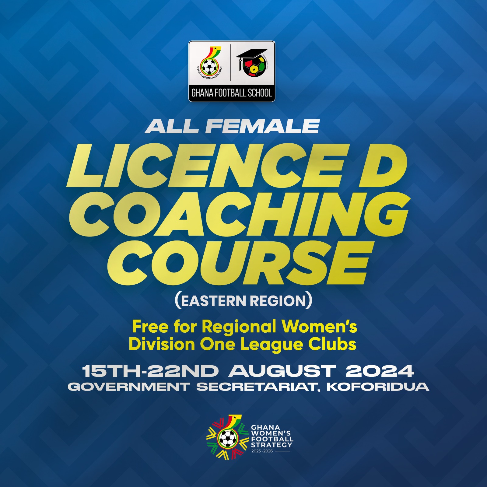 Free Licence ‘D’ coaching course for Regional Women's DOL Clubs in Eastern Region takes place August 15-22, 2024