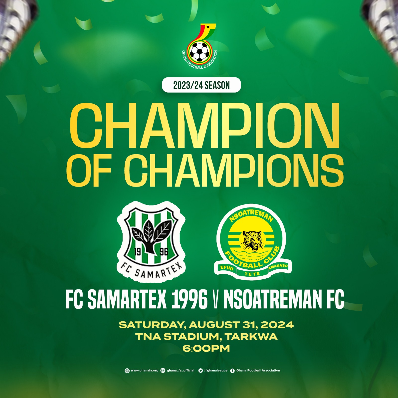 Champion of Champions: FC Samartex 1996 to Face Nsoatreman FC in Tarkwa