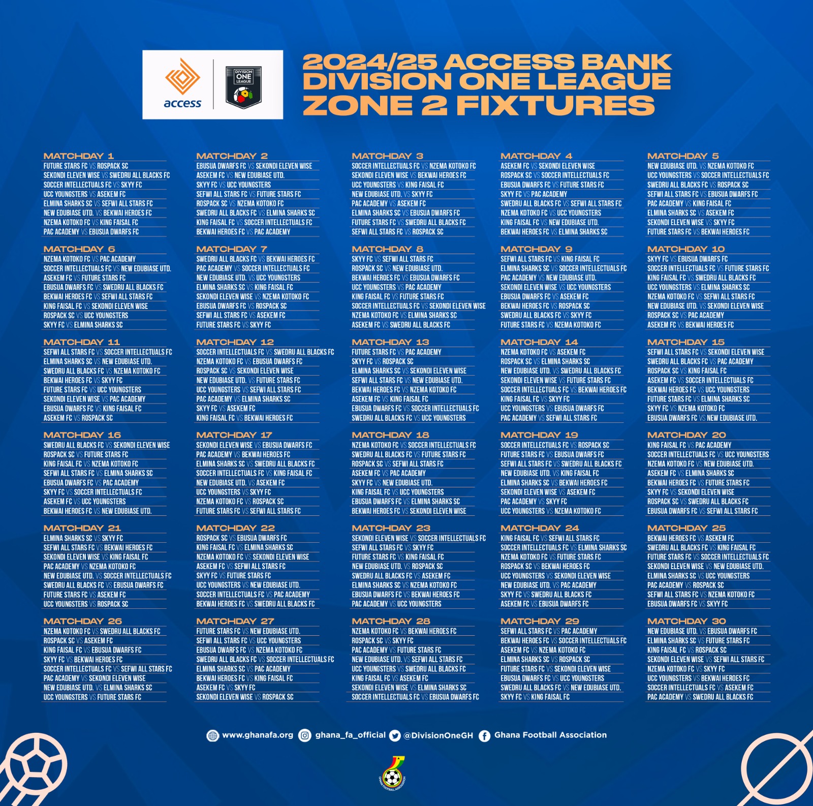 2024-25 Access Bank Division One League Zone 2 fixtures released