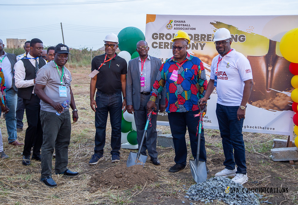 President Edwin Simeon-Okraku cuts sod for construction of gym, swimming pool and Futsal Arena at Prampram