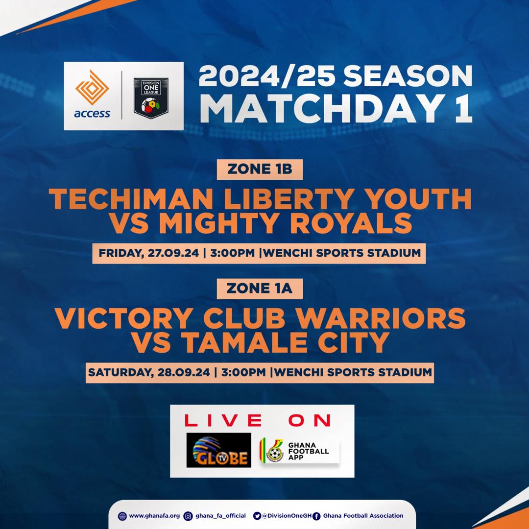 TV schedule for 2024-25 Access Bank DOL Zone 1 confirmed for matchday 1