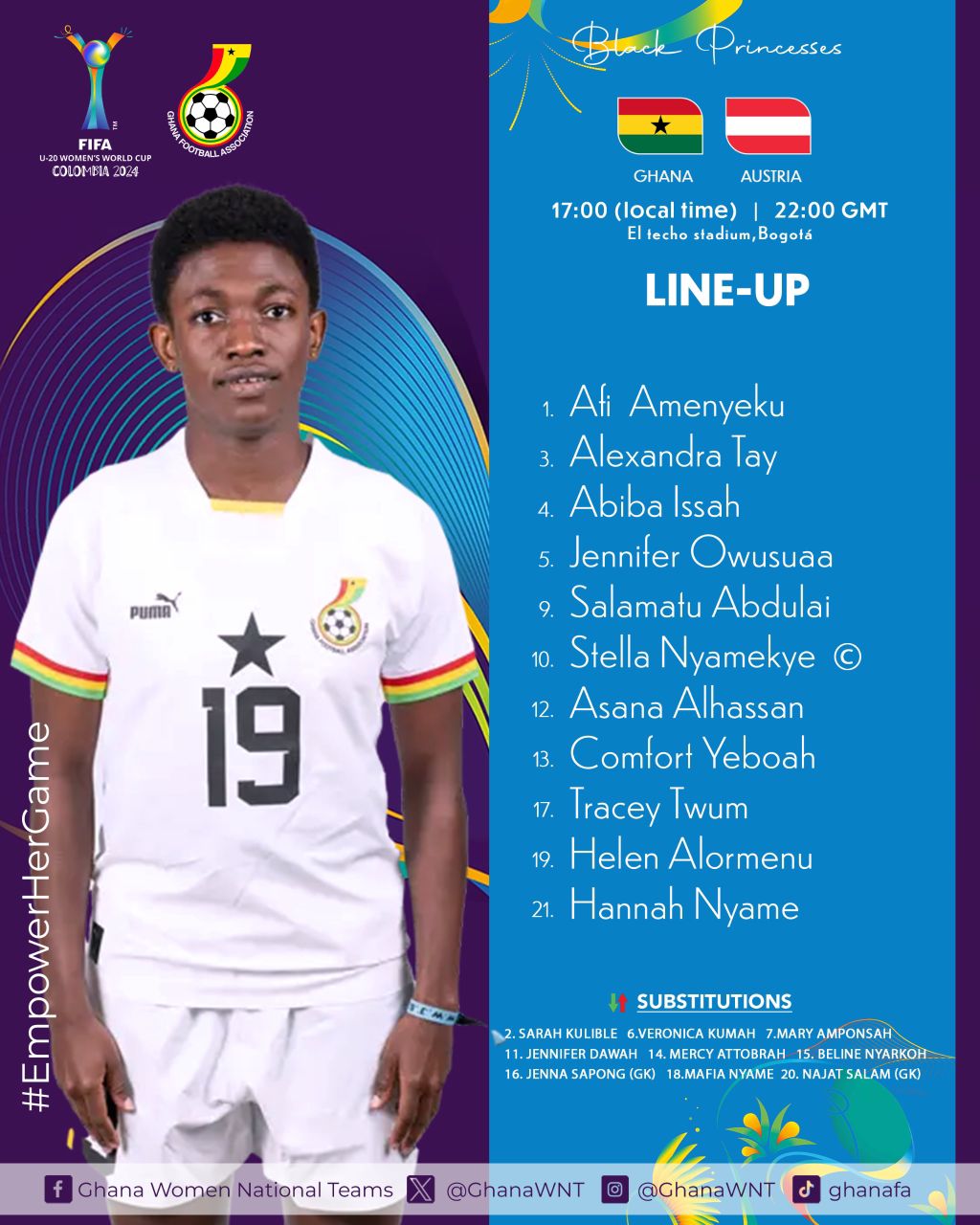 Stella Nyamekye starts for Ghana in World Cup opener against Austria