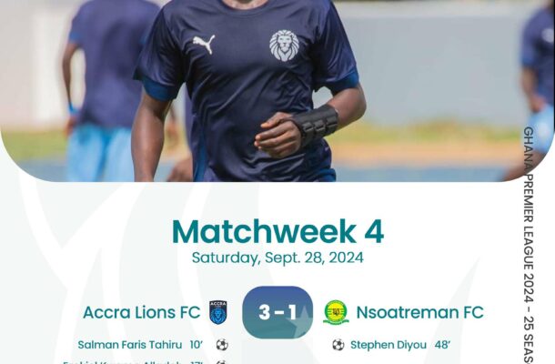 Accra Lions 3-1 Nsoatreman FC: Lions bag first Premier League win of the season