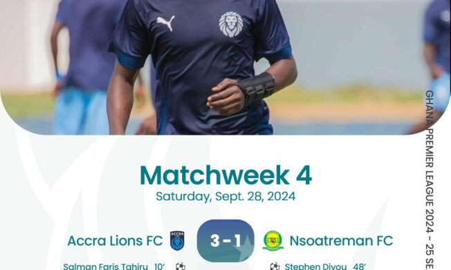 Accra Lions 3-1 Nsoatreman FC: Lions bag first Premier League win of the season