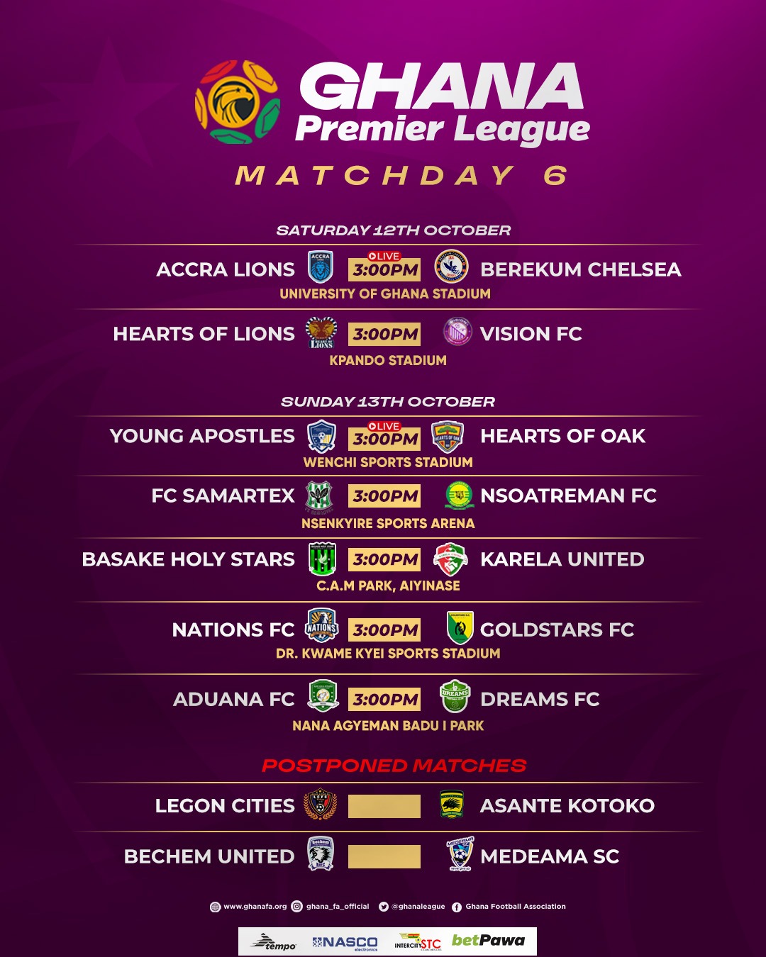 Premier League matchday 6 takes centre stage this weekend