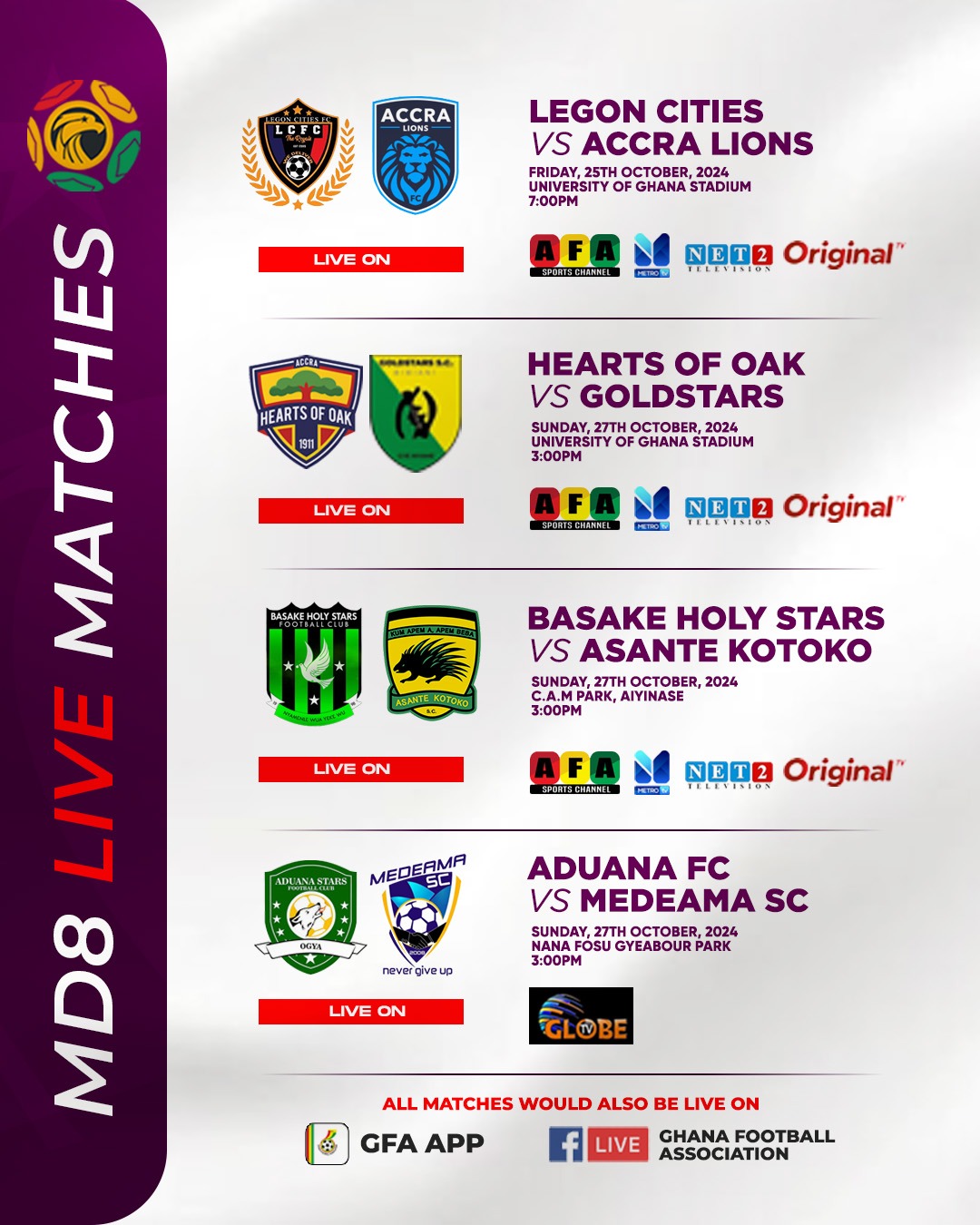 TV schedule for Premier League Matchday 8 announced Ghana Football