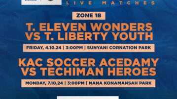 TV schedule for 2024-25 Access Bank DOL Zone 1 Match Day 2