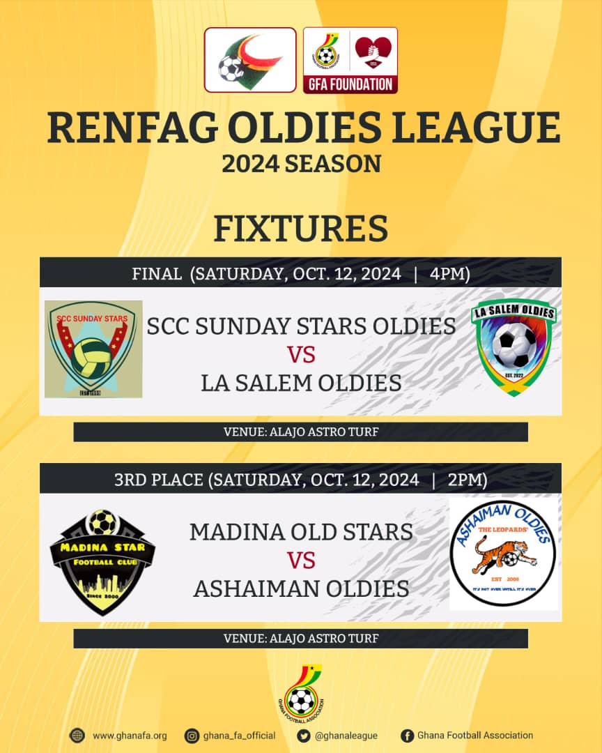 RENFAG Oldies League: SCC Sunday Stars to Battle La Salem Oldies in Epic Final